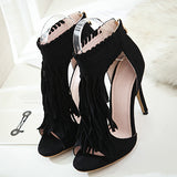 Women's Moccasin Style Tassel Front Heels - vmlfashion-com