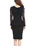 Women's Long Sleeve Peplum Lace Dress Ruffle Waist V Neckline - vmlfashion-com