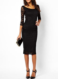 Womens Sexy Black Lace Sleeves Shoprt Dress - vmlfashion-com