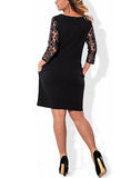 Women lace Long Sleeve Black Dress - vmlfashion-com