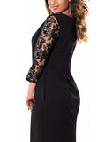 Women lace Long Sleeve Black Dress - vmlfashion-com