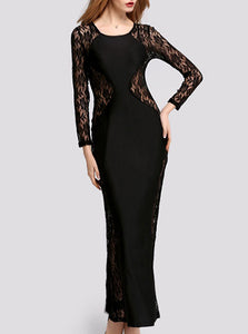 Women Evening Dress  Black Long Sleeve - vmlfashion-com