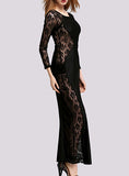 Women Evening Dress  Black Long Sleeve - vmlfashion-com