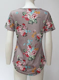 women flower Taupe Floral Blouse with Front Strap - vmlfashion-com