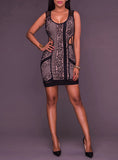 Women Tank Dress - Lace Mesh Overlay Side Cutouts - vmlfashion-com