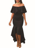 Women's Off Shoulder Fishtail Dress - vmlfashion-com