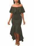 Women's Off Shoulder Fishtail Dress - vmlfashion-com