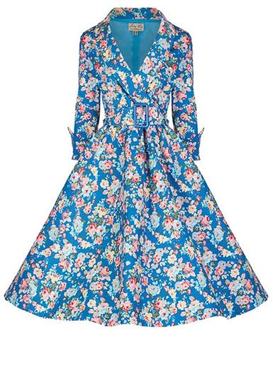 Women's Belted Vintage Multicolored Dress - vmlfashion-com