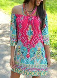 Multicolor-Off-Shoulder-Mini-Dress - vmlfashion-com