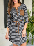 Women-Striped-Shirt-Dress-Matching-Tie-Belt - vmlfashion-com