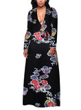 Women Long Sleeve Flower Dress - vmlfashion-com