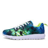 Women's Floral Printed Sneakers White Laces - vmlfashion-com