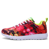 Women's Floral Printed Sneakers White Laces - vmlfashion-com