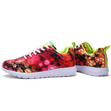 Women's Floral Printed Sneakers White Laces - vmlfashion-com