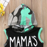 Mamas Boy Toddler Baby Boy Sleeveless Hoodie Top and Camouflage Shorts Set - vmlfashion-com