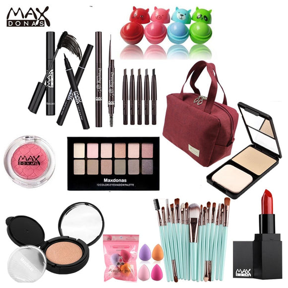 Maxdonas Women Professional Daily Beauty DIY Korean Makeup Tool Sets Mascara Waterproof Eyeliner BB Cream lipstick Makeup kit - vmlfashion-com