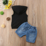 Mimi Boss/Mama's Boy Newborn Toddler Baby Boy Sleeveless Vest Tops+Denim Shorts Hole Jeans 2PCS Outfits Summer Clothing Set - vmlfashion-com