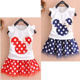 Minnie Mouse Clothes Set Kids Baby Girls Summer Outfits Clothes Sleeveless T-shirt Tops Polka Dot Tutu Skirt Party - vmlfashion-com