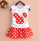 Minnie Mouse Clothes Set Kids Baby Girls Summer Outfits Clothes Sleeveless T-shirt Tops Polka Dot Tutu Skirt Party - vmlfashion-com