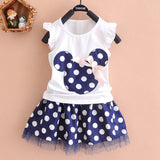 Minnie Mouse Clothes Set Kids Baby Girls Summer Outfits Clothes Sleeveless T-shirt Tops Polka Dot Tutu Skirt Party - vmlfashion-com