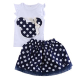 Minnie Mouse Clothes Set Kids Baby Girls Summer Outfits Clothes Sleeveless T-shirt Tops Polka Dot Tutu Skirt Party - vmlfashion-com