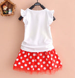 Minnie Mouse Clothes Set Kids Baby Girls Summer Outfits Clothes Sleeveless T-shirt Tops Polka Dot Tutu Skirt Party - vmlfashion-com