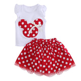 Minnie Mouse Clothes Set Kids Baby Girls Summer Outfits Clothes Sleeveless T-shirt Tops Polka Dot Tutu Skirt Party - vmlfashion-com