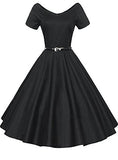 Women's Short Sleeved Retro Style Dress - vmlfashion-com