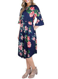 Women Sexy Navy Blue Floral dress Loose Fit dress - vmlfashion-com