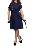 Women's Puffy Sleeved Shift Plus Size Belted Sash Dress - vmlfashion-com