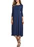 Women's Solid Coler Pleated Three Quarter sleeve Dress - vmlfashion-com