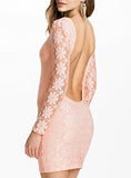 Women pink Lace Dress - vmlfashion-com