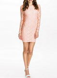 Women pink Lace Dress - vmlfashion-com