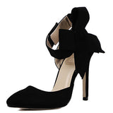 Women's Large Ankle Bow High Heels Shoes - vmlfashion-com