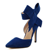 Women's Large Ankle Bow High Heels Shoes - vmlfashion-com