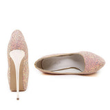 Women's Glitter Stilettos Gold High Heels Shoes - vmlfashion-com