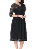 Women lace Long Sleeve Black Dress - vmlfashion-com