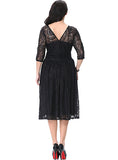 Women lace Long Sleeve Black Dress - vmlfashion-com