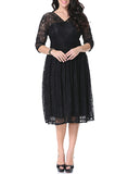 Women lace Long Sleeve Black Dress - vmlfashion-com