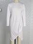 Women-White-Side-Wrapped-Long-Sleeve-Dress - vmlfashion-com