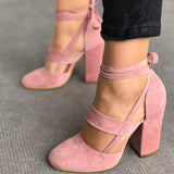 Women's Ankle Tie Heels Block Heel - vmlfashion-com