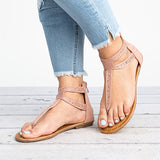 Women's Strappy Flat Sandals Textured Straps - vmlfashion-com