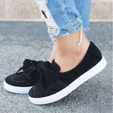 Women's Slip On Sneakers Cute Bow Trim - vmlfashion-com