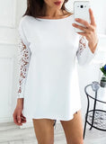 Women's Lace sleeves Round Heck Line Top - vmlfashion-com