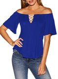 Women's Laced Front Off Shoulder Top - vmlfashion-com