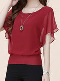 Women Short Sleeve Batwing Cut Shoulder Top - vmlfashion-com