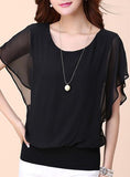 Women Short Sleeve Batwing Cut Shoulder Top - vmlfashion-com