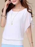 Women Short Sleeve Batwing Cut Shoulder Top - vmlfashion-com