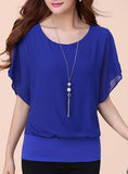 Women Short Sleeve Batwing Cut Shoulder Top - vmlfashion-com