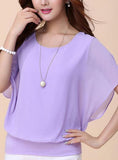 Women Short Sleeve Batwing Cut Shoulder Top - vmlfashion-com